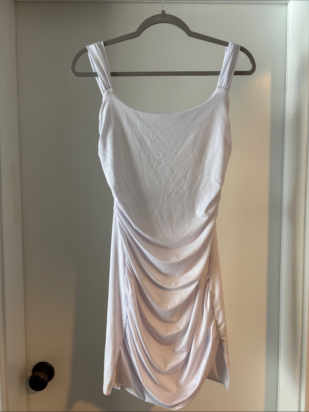 Women’s White Mini Dress with Draped Detail